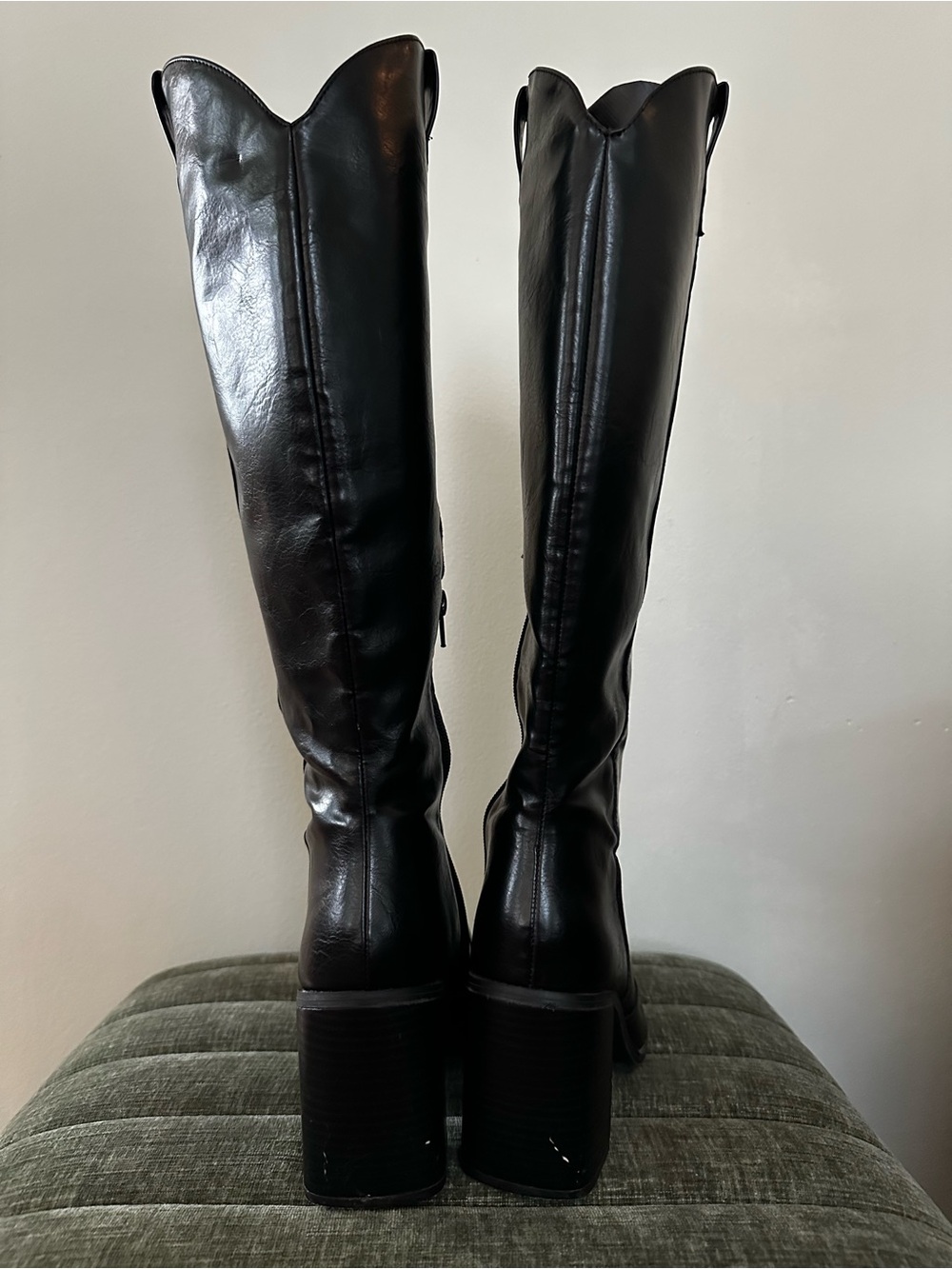The Drop Cassandra Black Knee High Western Cowboy Boots Size 7 - Picture 3 of 6